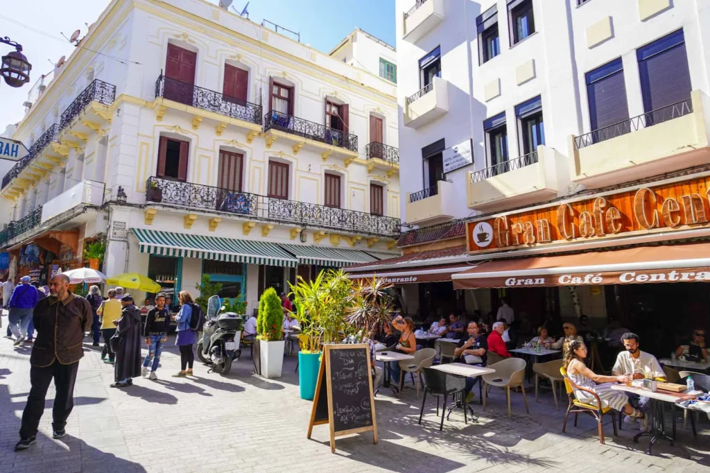 Outdoor restaurant in one of the streets of Tangier
