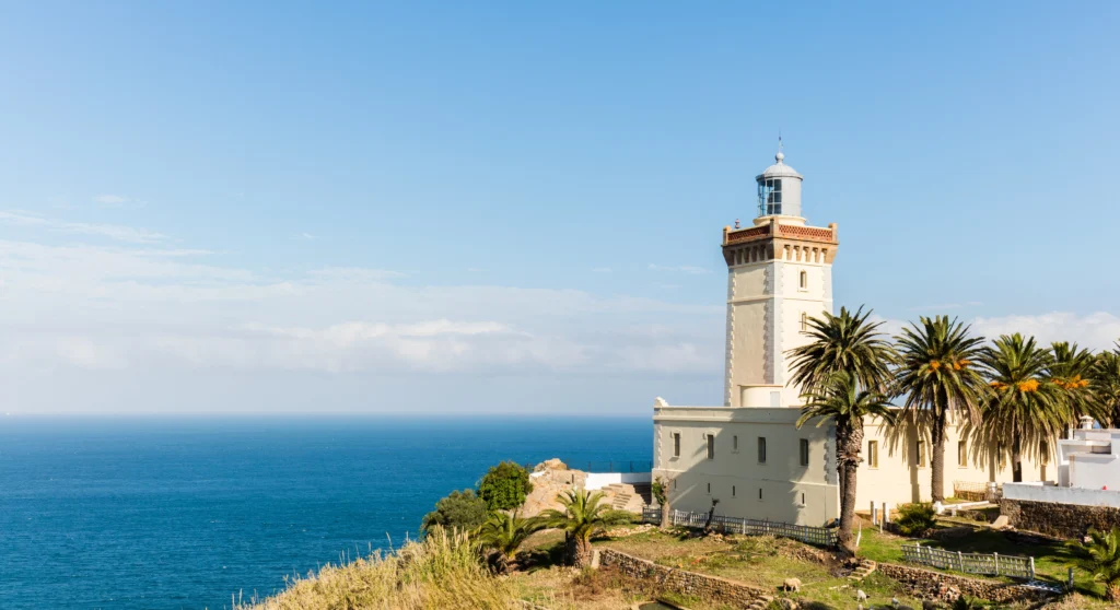 Dramatic cliff view at Cap Spartel where Mediterranean meets Atlantic